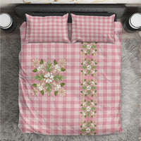Akala Hamele Hawai'i Palaka Squares Maile Leaf Bedding Set Flowers Hawaiian Quilt Patterns LT9 Dusty Rose - Polynesian Pride
