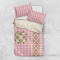 Akala Hamele Hawai'i Palaka Squares Maile Leaf Bedding Set Flowers Hawaiian Quilt Patterns LT9 US Twin 172cm x 218cm Dusty Rose - Polynesian Pride