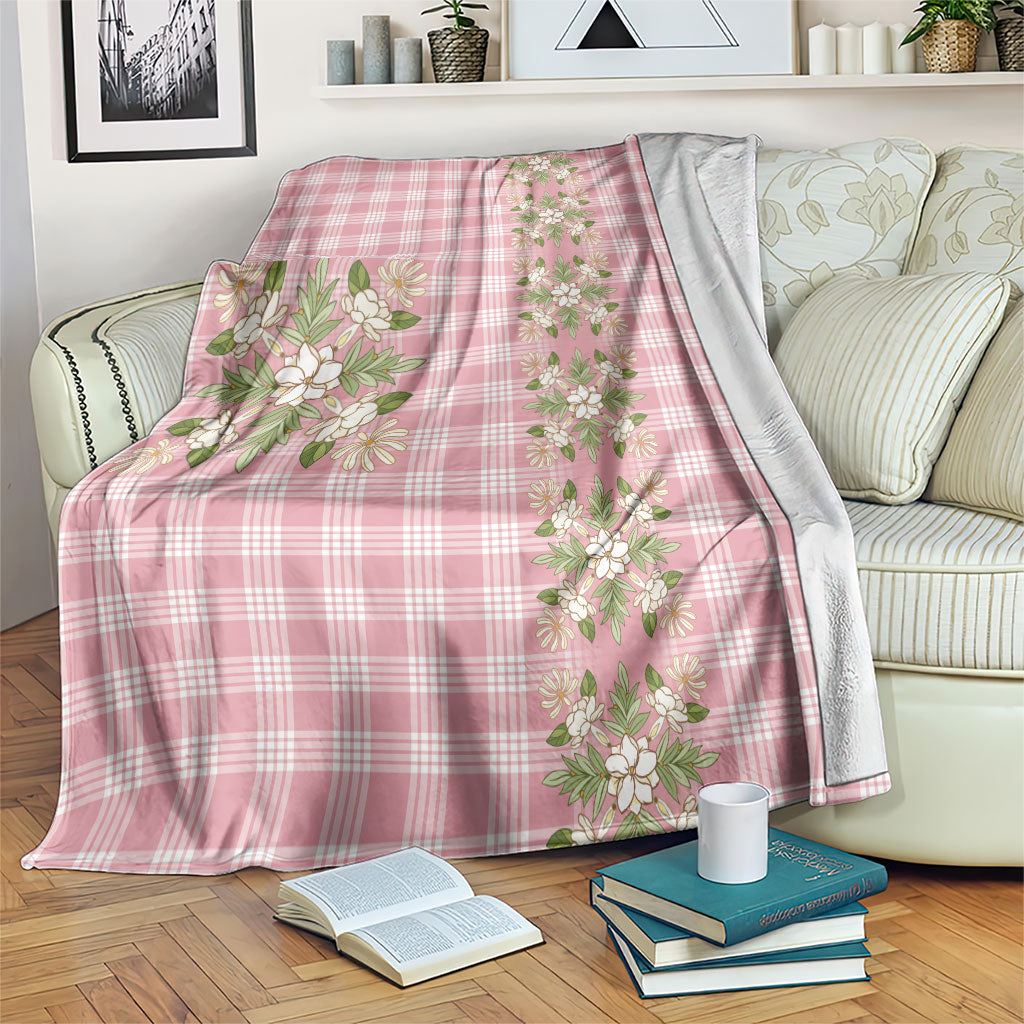 Akala Hamele Hawai'i Palaka Squares Maile Leaf Blanket Flowers Hawaiian Quilt Patterns LT9 Dusty Rose - Polynesian Pride