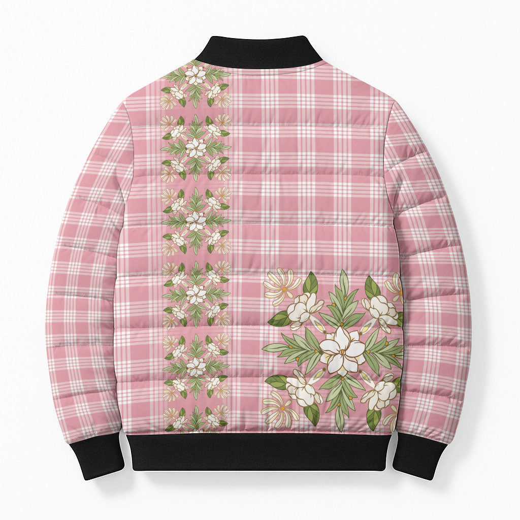 Akala Hamele Hawai'i Palaka Squares Maile Leaf Bomber Puffer Jacket Flowers Hawaiian Quilt Patterns LT9 - Polynesian Pride
