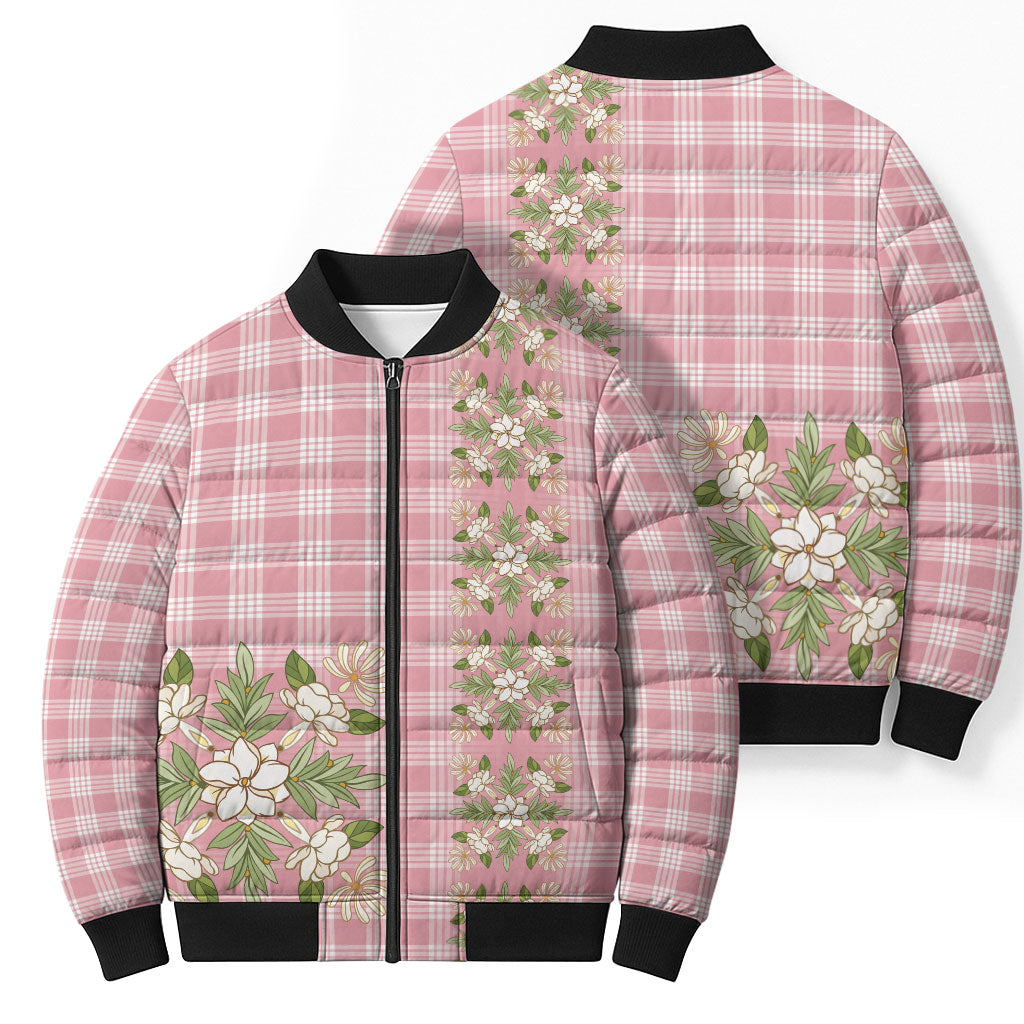 Akala Hamele Hawai'i Palaka Squares Maile Leaf Bomber Puffer Jacket Flowers Hawaiian Quilt Patterns LT9 - Polynesian Pride