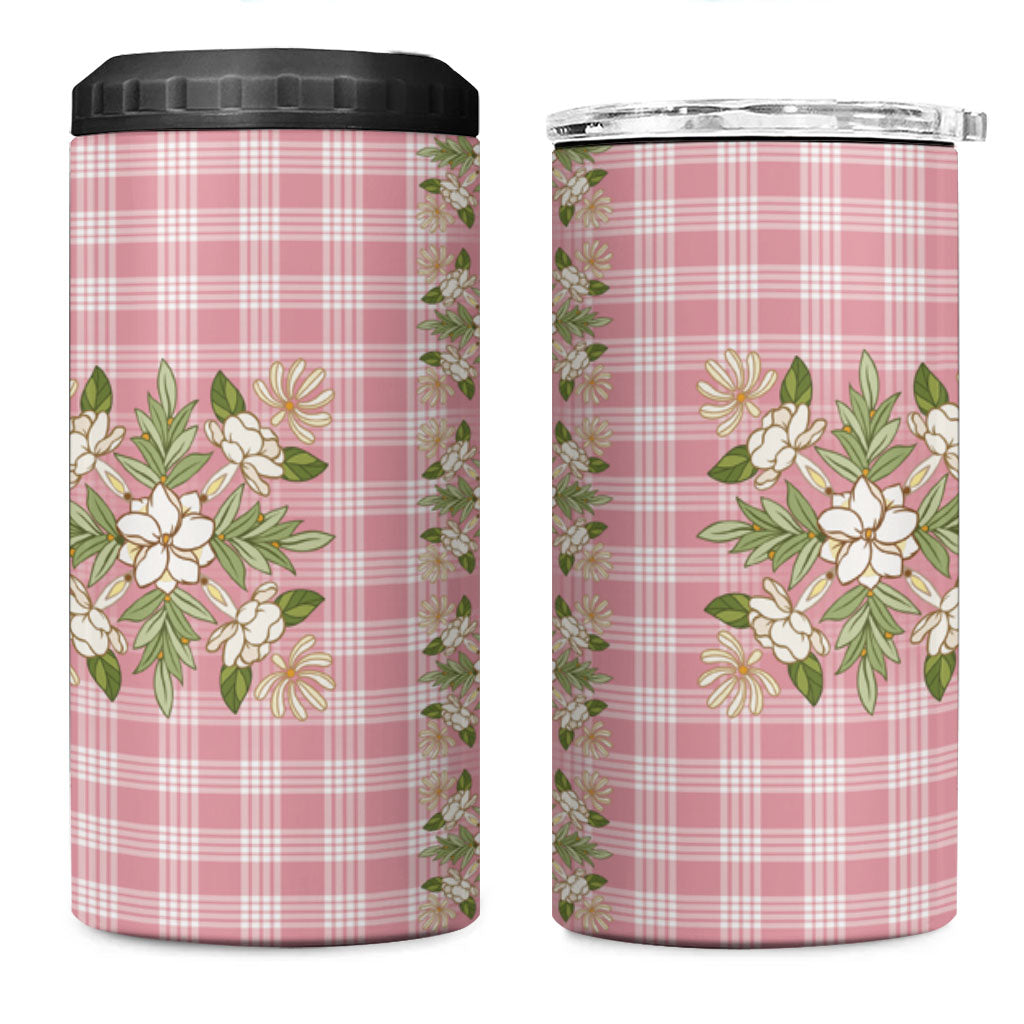 Akala Hamele Hawai'i Palaka Squares Maile Leaf 4 in 1 Can Cooler Tumbler Flowers Hawaiian Quilt Patterns LT9 One Size: 16 oz Dusty Rose - Polynesian Pride