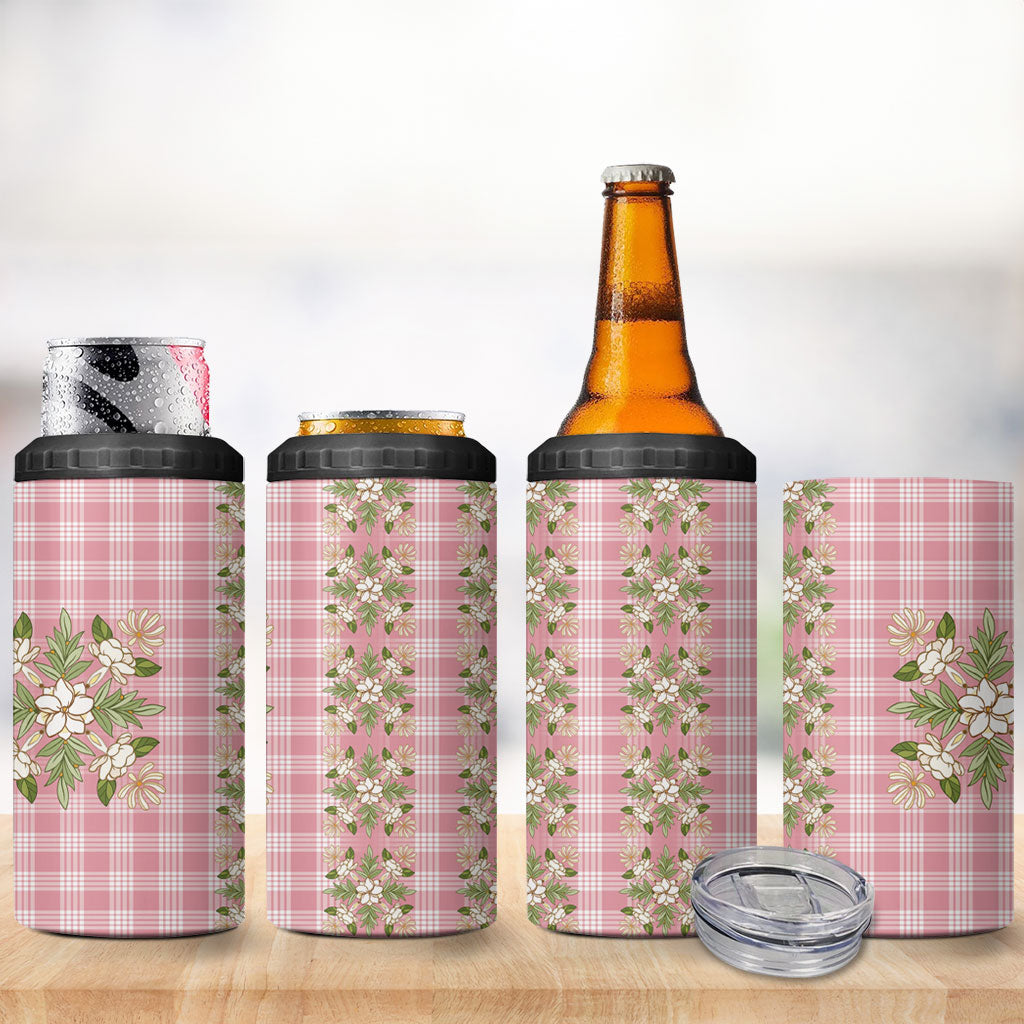 Akala Hamele Hawai'i Palaka Squares Maile Leaf 4 in 1 Can Cooler Tumbler Flowers Hawaiian Quilt Patterns LT9 - Polynesian Pride