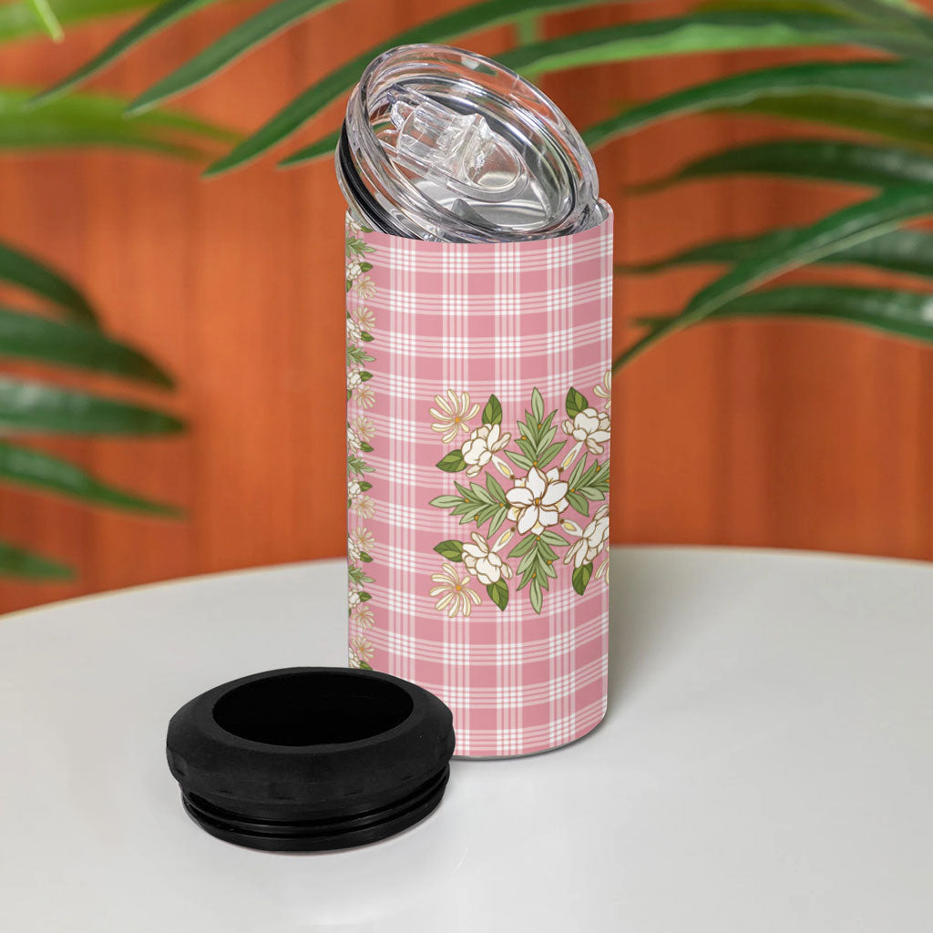 Akala Hamele Hawai'i Palaka Squares Maile Leaf 4 in 1 Can Cooler Tumbler Flowers Hawaiian Quilt Patterns LT9 - Polynesian Pride