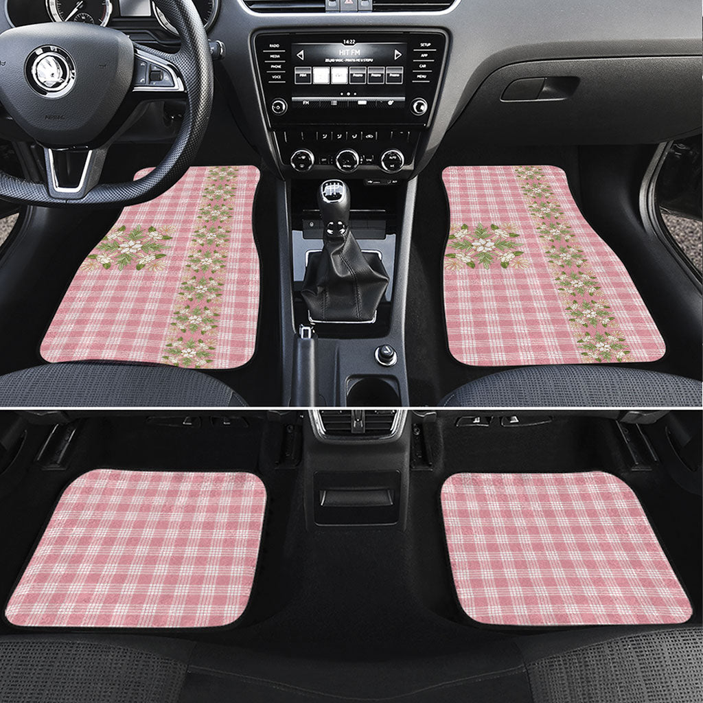 Akala Hamele Hawai'i Palaka Squares Maile Leaf Car Mats Flowers Hawaiian Quilt Patterns LT9 Set 4pcs Dusty Rose - Polynesian Pride