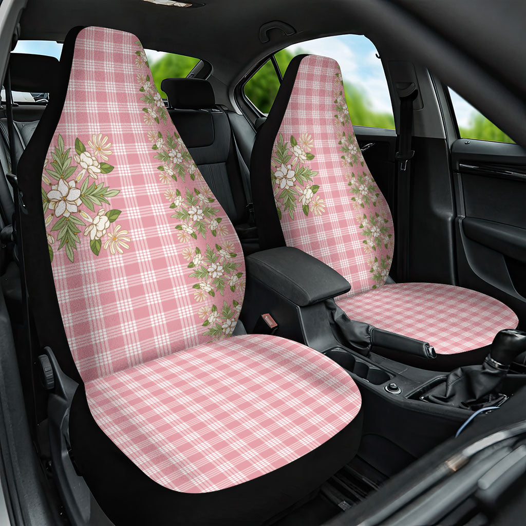 Akala Hamele Hawai'i Palaka Squares Maile Leaf Car Seat Cover Flowers Hawaiian Quilt Patterns LT9 One Size Dusty Rose - Polynesian Pride