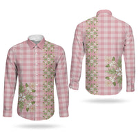 Akala Hamele Hawai'i Palaka Squares Maile Leaf Couples Matching Summer Maxi Dress and Long Sleeve Button Shirt Flowers Hawaiian Quilt Patterns LT9 - Polynesian Pride