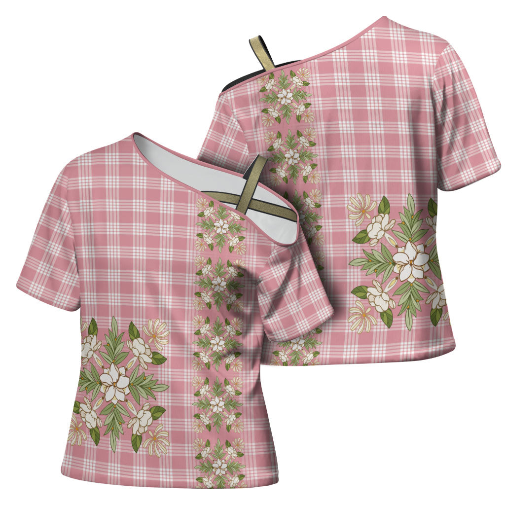 Akala Hamele Hawai'i Palaka Squares Maile Leaf Cross Shoulder Shirt Flowers Hawaiian Quilt Patterns LT9 - Polynesian Pride