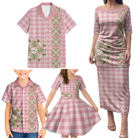 Akala Hamele Hawai'i Palaka Squares Maile Leaf Family Matching Puletasi and Hawaiian Shirt Flowers Hawaiian Quilt Patterns LT9 - Polynesian Pride