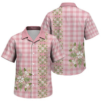 Akala Hamele Hawai'i Palaka Squares Maile Leaf Family Matching Puletasi and Hawaiian Shirt Flowers Hawaiian Quilt Patterns LT9 Son's Shirt Dusty Rose - Polynesian Pride