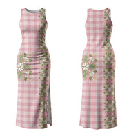 Akala Hamele Hawai'i Palaka Squares Maile Leaf Family Matching Tank Maxi Dress and Hawaiian Shirt Flowers Hawaiian Quilt Patterns LT9 Mom's Dress Dusty Rose - Polynesian Pride