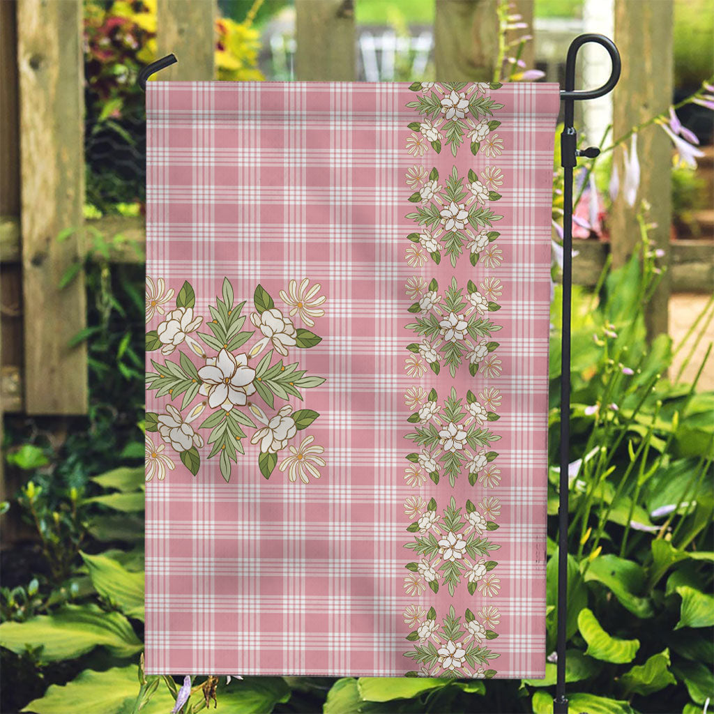 Akala Hamele Hawai'i Palaka Squares Maile Leaf Garden Flag Flowers Hawaiian Quilt Patterns LT9 Garden Flag Dusty Rose - Polynesian Pride