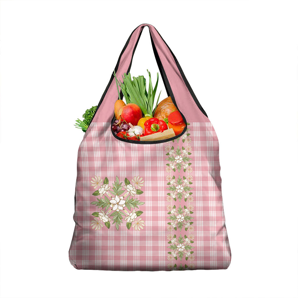 Akala Hamele Hawai'i Palaka Squares Maile Leaf Grocery Bag Flowers Hawaiian Quilt Patterns LT9 1-pack One Size Dusty Rose - Polynesian Pride