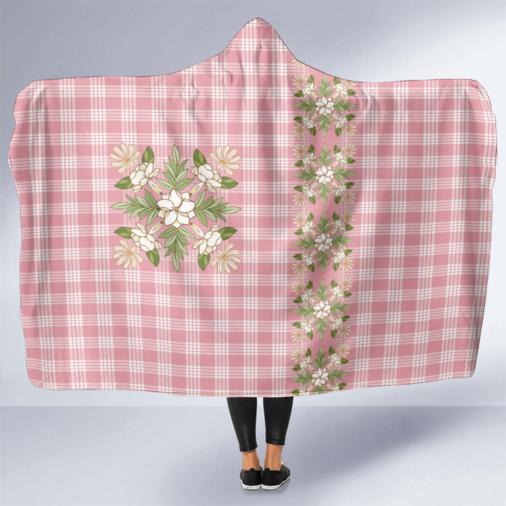 Akala Hamele Hawai'i Palaka Squares Maile Leaf Hooded Blanket Flowers Hawaiian Quilt Patterns LT9 One Size Dusty Rose - Polynesian Pride