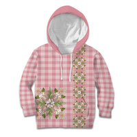 Akala Hamele Hawai'i Palaka Squares Maile Leaf Kid Hoodie Flowers Hawaiian Quilt Patterns LT9 Hoodie Dusty Rose - Polynesian Pride