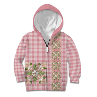 Akala Hamele Hawai'i Palaka Squares Maile Leaf Kid Hoodie Flowers Hawaiian Quilt Patterns LT9 Zip Hoodie Dusty Rose - Polynesian Pride