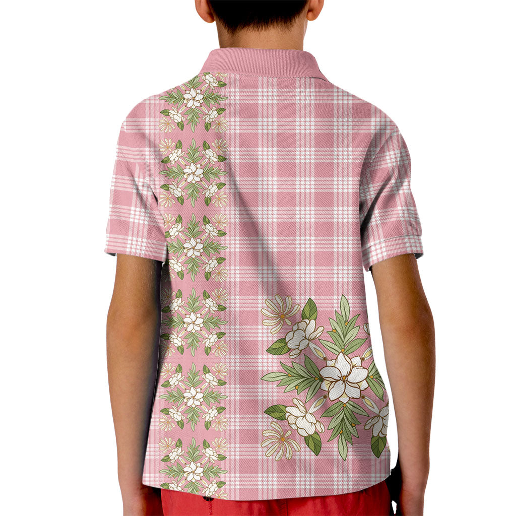 Akala Hamele Hawai'i Palaka Squares Maile Leaf Kid Polo Shirt Flowers Hawaiian Quilt Patterns LT9 - Polynesian Pride