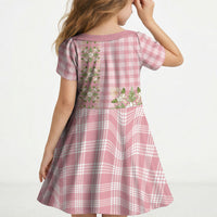 Akala Hamele Hawai'i Palaka Squares Maile Leaf Kid Short Sleeve Dress Flowers Hawaiian Quilt Patterns LT9 - Polynesian Pride