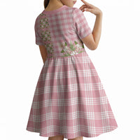 Akala Hamele Hawai'i Palaka Squares Maile Leaf Kid Short Sleeve Dress Flowers Hawaiian Quilt Patterns LT9 - Polynesian Pride