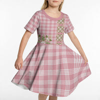 Akala Hamele Hawai'i Palaka Squares Maile Leaf Kid Short Sleeve Dress Flowers Hawaiian Quilt Patterns LT9 - Polynesian Pride