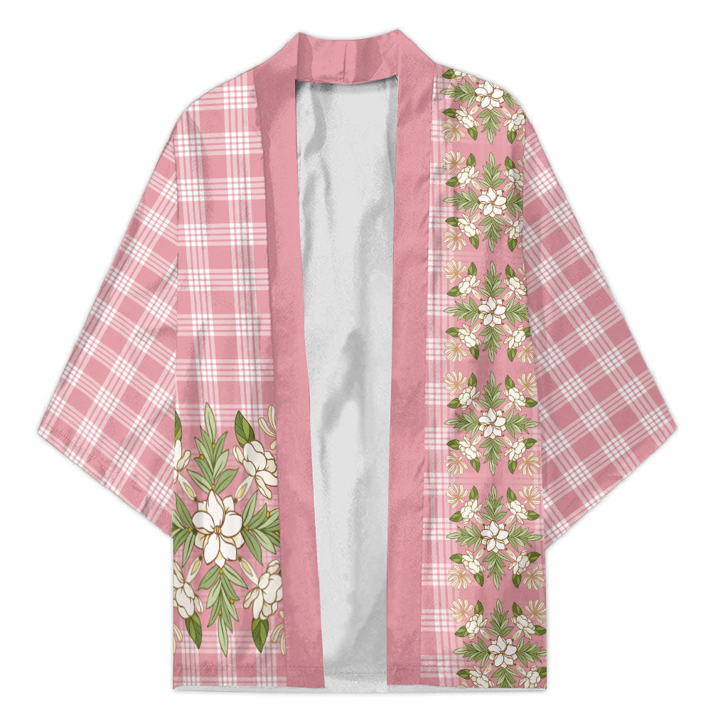 Akala Hamele Hawai'i Palaka Squares Maile Leaf Kimono Flowers Hawaiian Quilt Patterns LT9 Unisex Dusty Rose - Polynesian Pride