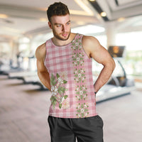 Akala Hamele Hawai'i Palaka Squares Maile Leaf Men Tank Top Flowers Hawaiian Quilt Patterns LT9 Dusty Rose - Polynesian Pride