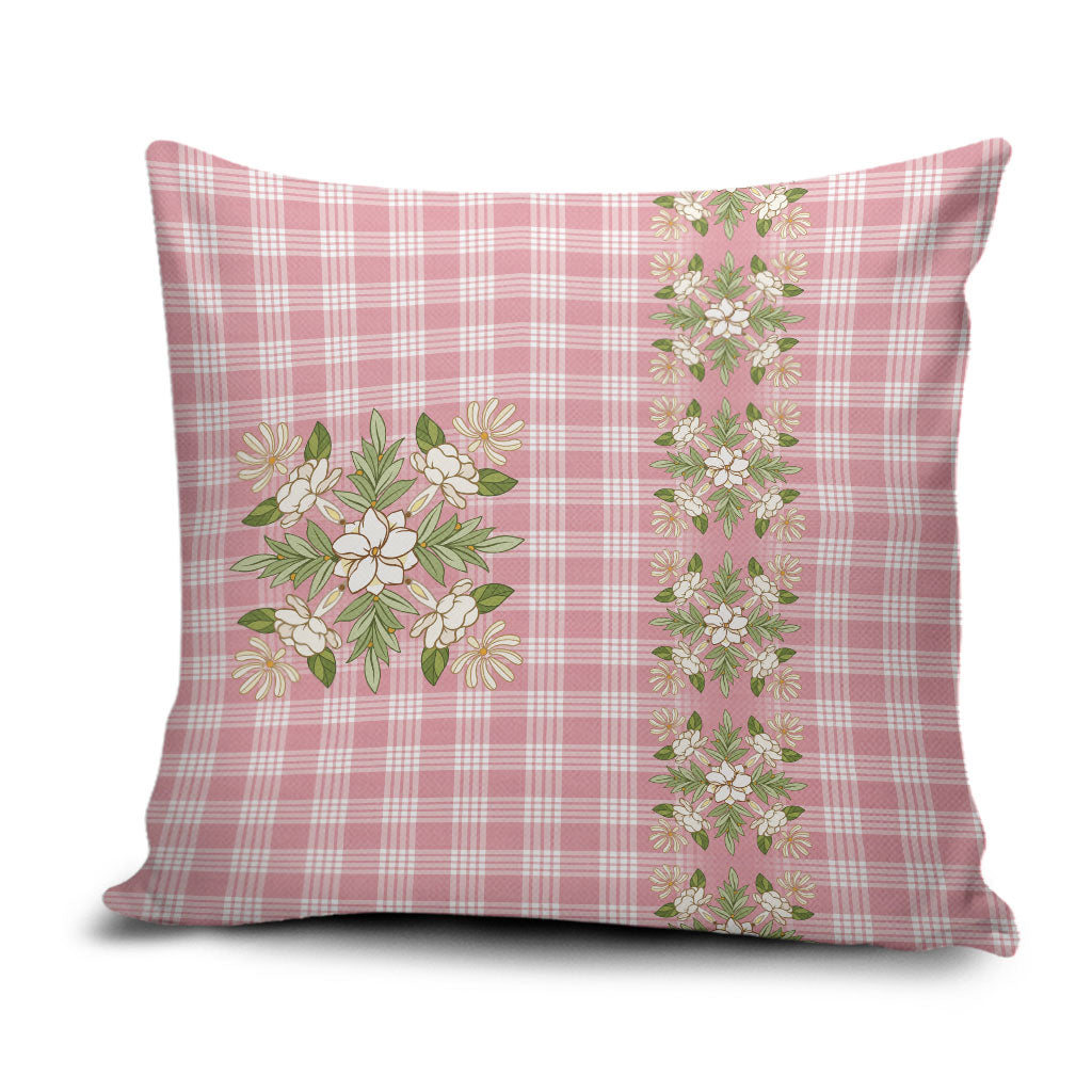 Akala Hamele Hawai'i Palaka Squares Maile Leaf Pillow Cover Flowers Hawaiian Quilt Patterns LT9 Dusty Rose - Polynesian Pride