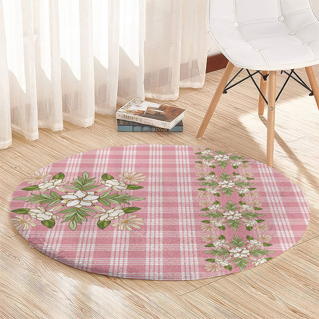 Akala Hamele Hawai'i Palaka Squares Maile Leaf Round Carpet Flowers Hawaiian Quilt Patterns LT9 - Polynesian Pride