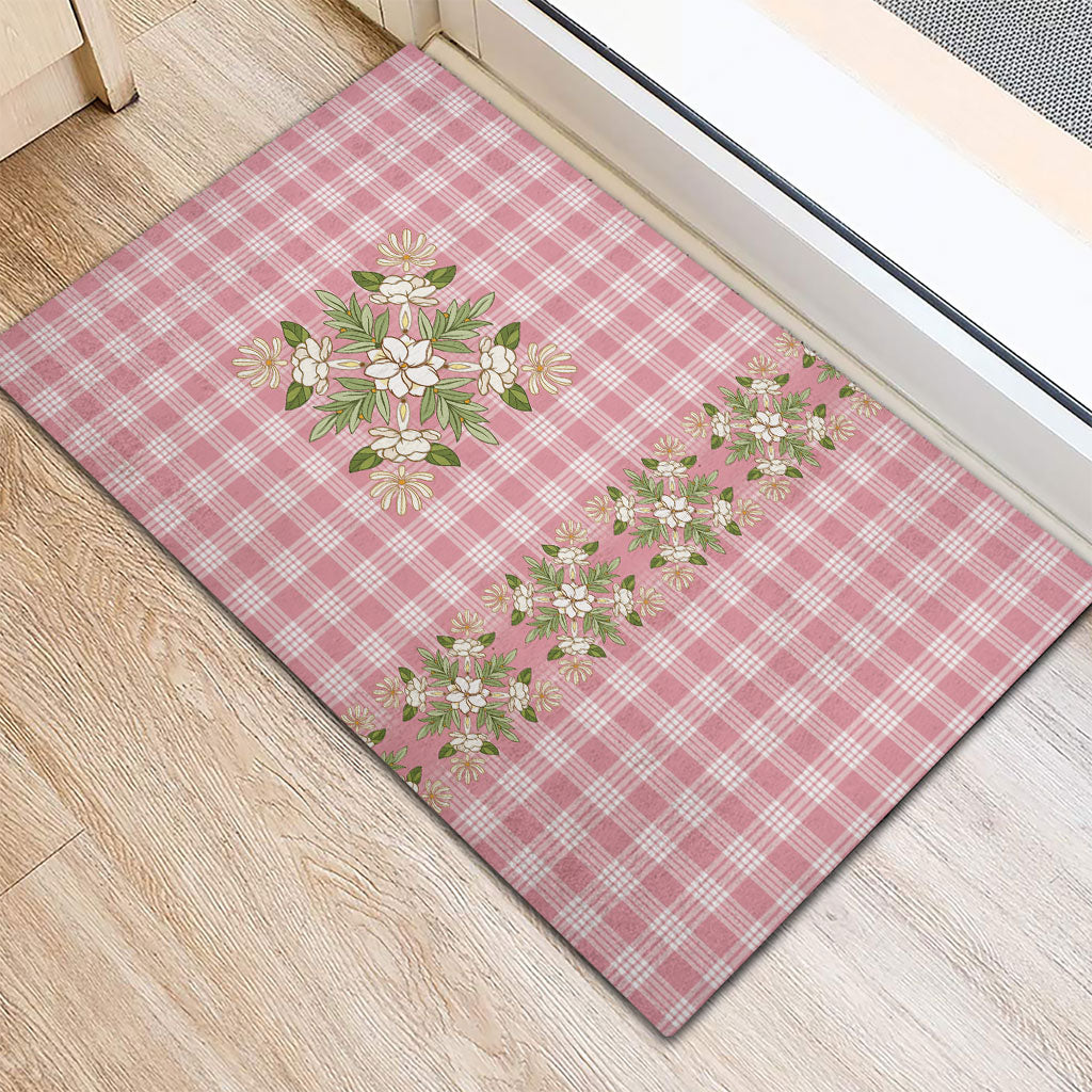 Akala Hamele Hawai'i Palaka Squares Maile Leaf Rubber Doormat Flowers Hawaiian Quilt Patterns LT9 - Polynesian Pride