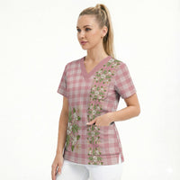 Akala Hamele Hawai'i Palaka Squares Maile Leaf Scrub Top Flowers Hawaiian Quilt Patterns LT9 - Polynesian Pride