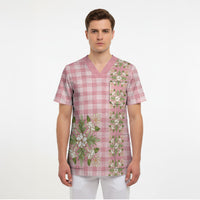 Akala Hamele Hawai'i Palaka Squares Maile Leaf Scrub Top Flowers Hawaiian Quilt Patterns LT9 - Polynesian Pride