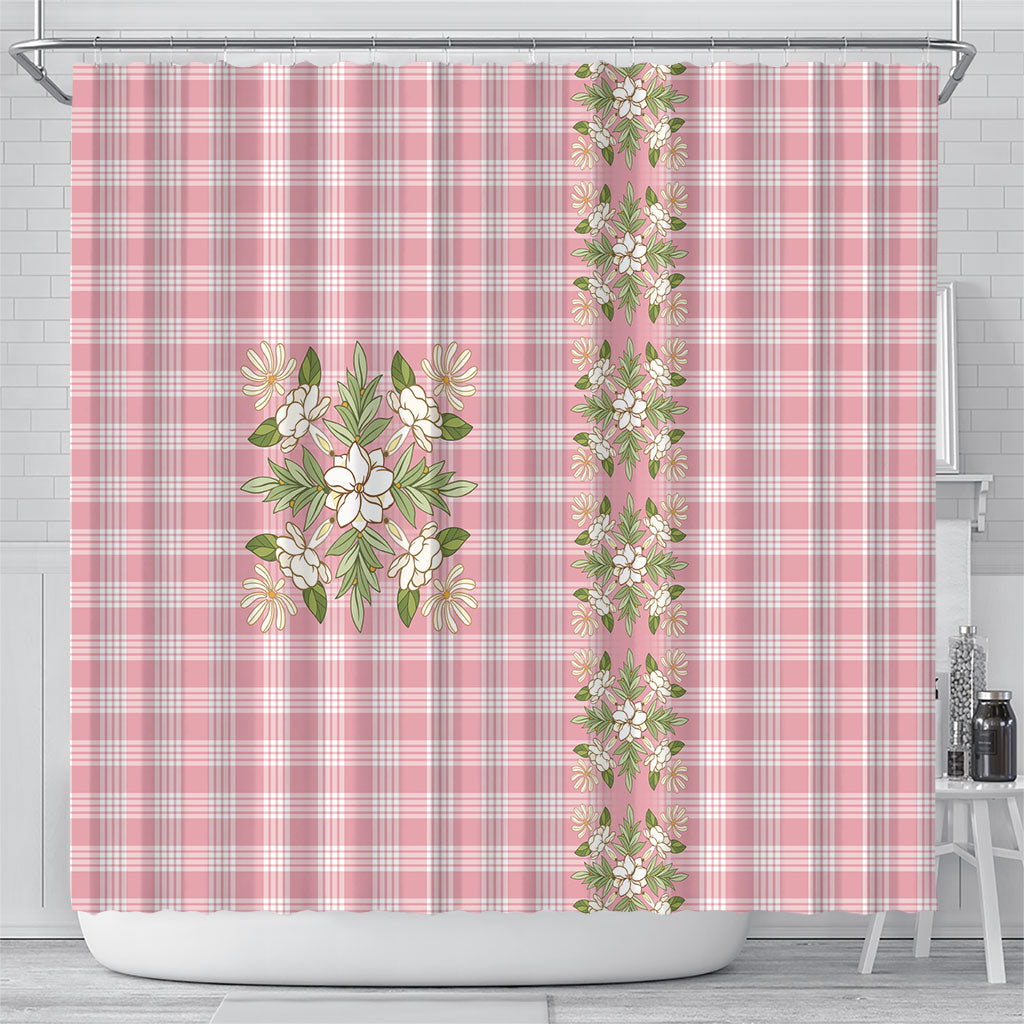 Akala Hamele Hawai'i Palaka Squares Maile Leaf Shower Curtain Flowers Hawaiian Quilt Patterns LT9 - Polynesian Pride