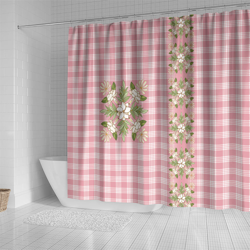 Akala Hamele Hawai'i Palaka Squares Maile Leaf Shower Curtain Flowers Hawaiian Quilt Patterns LT9 - Polynesian Pride