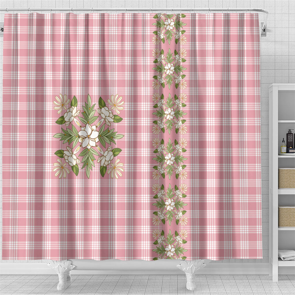 Akala Hamele Hawai'i Palaka Squares Maile Leaf Shower Curtain Flowers Hawaiian Quilt Patterns LT9 - Polynesian Pride