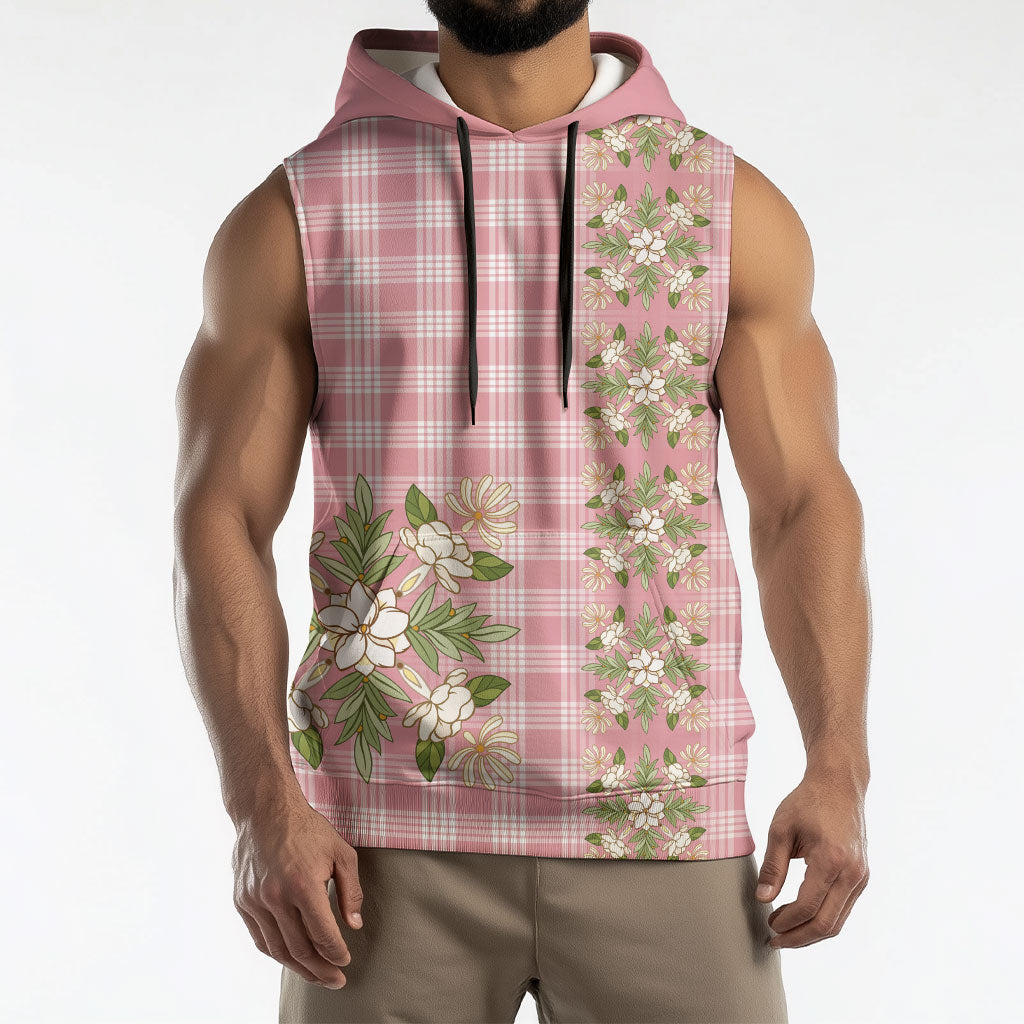 Akala Hamele Hawai'i Palaka Squares Maile Leaf Sleeveless Hoodie Flowers Hawaiian Quilt Patterns LT9 - Polynesian Pride