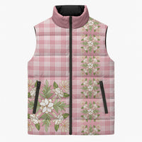 Akala Hamele Hawai'i Palaka Squares Maile Leaf Sleeveless Puffer Jacket Flowers Hawaiian Quilt Patterns LT9 Unisex Dusty Rose - Polynesian Pride
