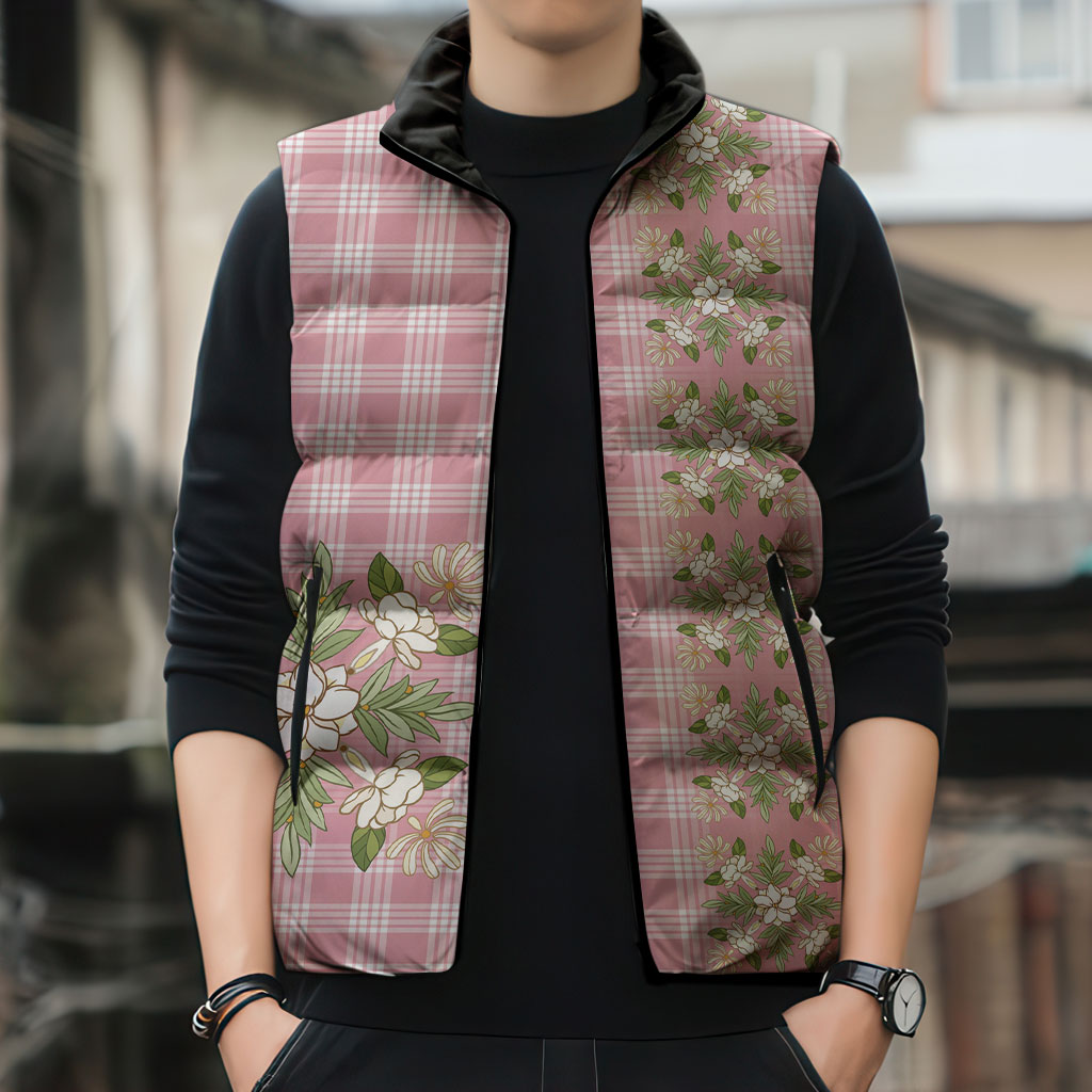 Akala Hamele Hawai'i Palaka Squares Maile Leaf Sleeveless Puffer Jacket Flowers Hawaiian Quilt Patterns LT9 - Polynesian Pride