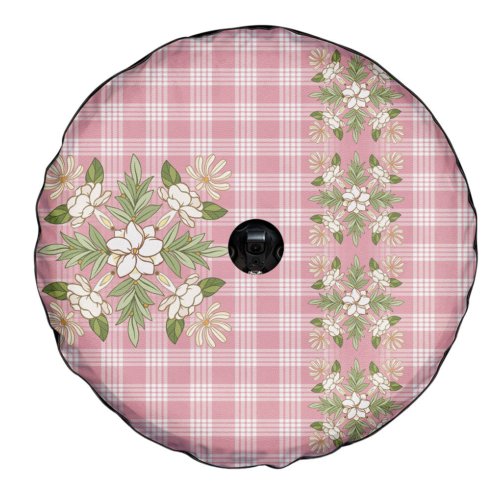 Akala Hamele Hawai'i Palaka Squares Maile Leaf Spare Tire Cover Flowers Hawaiian Quilt Patterns LT9 - Polynesian Pride