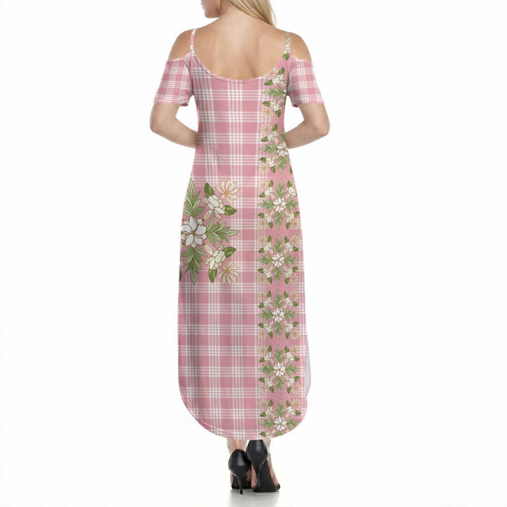 Akala Hamele Hawai'i Palaka Squares Maile Leaf Summer Maxi Dress Flowers Hawaiian Quilt Patterns LT9 - Polynesian Pride