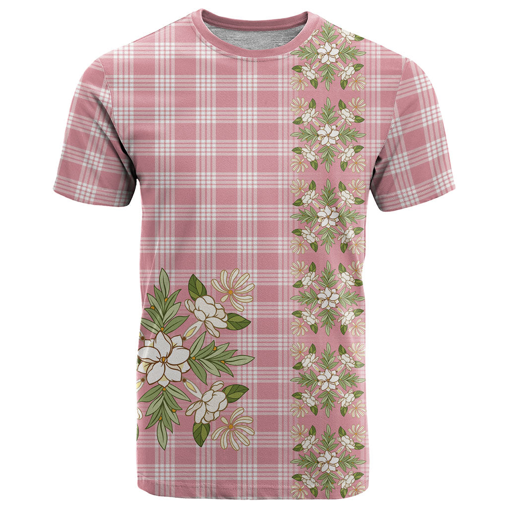 Akala Hamele Hawai'i Palaka Squares Maile Leaf T Shirt Flowers Hawaiian Quilt Patterns LT9 Dusty Rose - Polynesian Pride