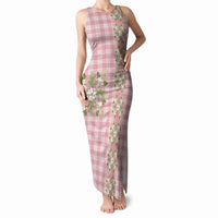 Akala Hamele Hawai'i Palaka Squares Maile Leaf Tank Maxi Dress Flowers Hawaiian Quilt Patterns LT9 Women Dusty Rose - Polynesian Pride