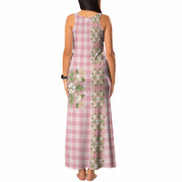 Akala Hamele Hawai'i Palaka Squares Maile Leaf Tank Maxi Dress Flowers Hawaiian Quilt Patterns LT9 - Polynesian Pride