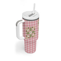 Akala Hamele Hawai'i Palaka Squares Maile Leaf Tumbler With Handle Flowers Hawaiian Quilt Patterns LT9 - Polynesian Pride