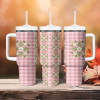 Akala Hamele Hawai'i Palaka Squares Maile Leaf Tumbler With Handle Flowers Hawaiian Quilt Patterns LT9 - Polynesian Pride
