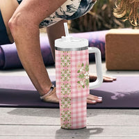 Akala Hamele Hawai'i Palaka Squares Maile Leaf Tumbler With Handle Flowers Hawaiian Quilt Patterns LT9 - Polynesian Pride
