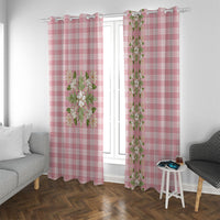 Akala Hamele Hawai'i Palaka Squares Maile Leaf Window Curtain Flowers Hawaiian Quilt Patterns LT9 With Grommets Dusty Rose - Polynesian Pride