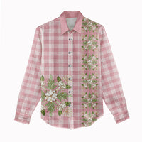 Akala Hamele Hawai'i Palaka Squares Maile Leaf Women Casual Shirt Flowers Hawaiian Quilt Patterns LT9 - Polynesian Pride