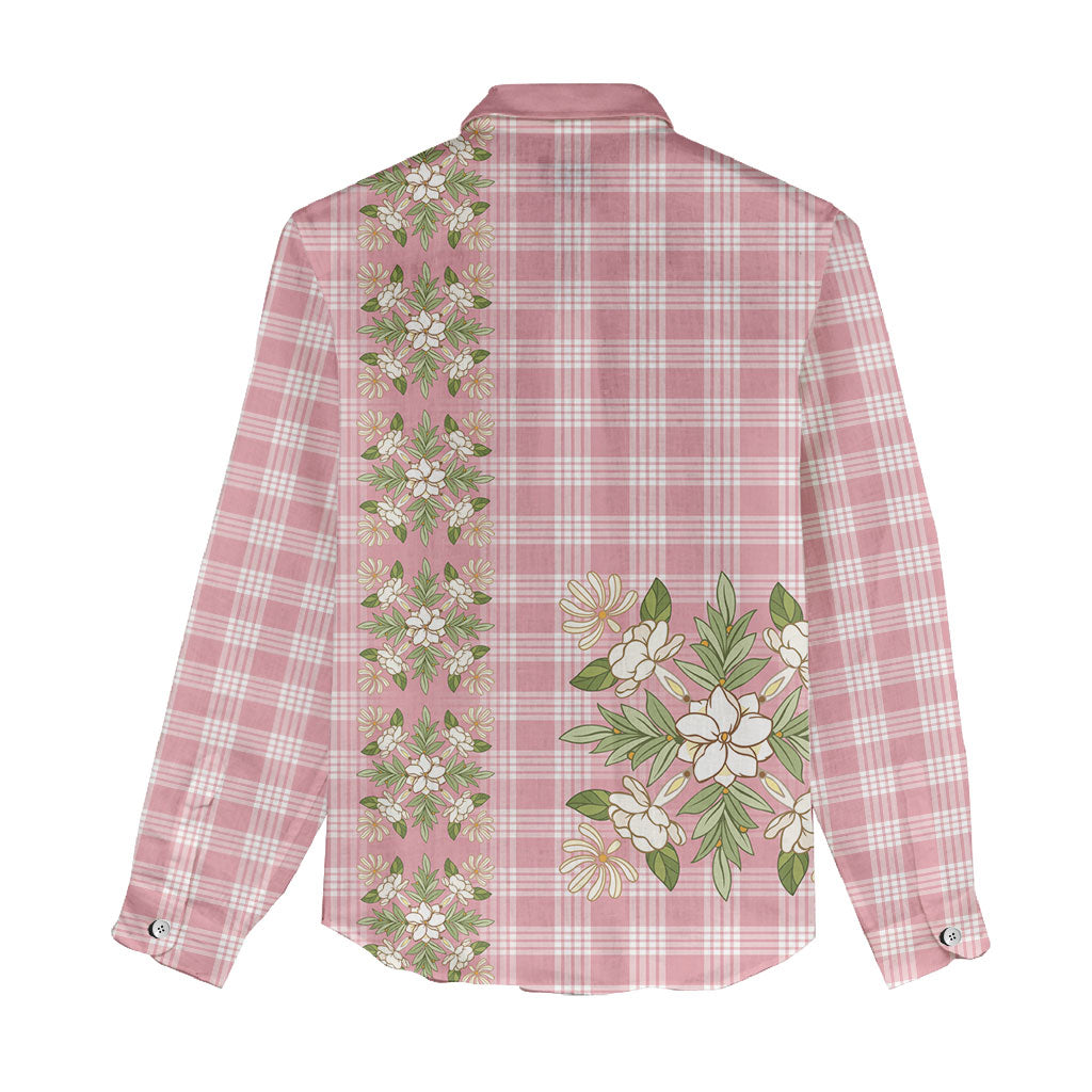 Akala Hamele Hawai'i Palaka Squares Maile Leaf Women Casual Shirt Flowers Hawaiian Quilt Patterns LT9 - Polynesian Pride