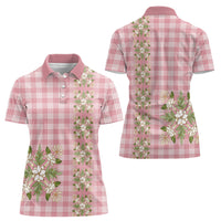 Akala Hamele Hawai'i Palaka Squares Maile Leaf Women Polo Shirt Flowers Hawaiian Quilt Patterns LT9 - Polynesian Pride