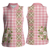 Akala Hamele Hawai'i Palaka Squares Maile Leaf Women Sleeveless Polo Shirt Flowers Hawaiian Quilt Patterns LT9 - Polynesian Pride